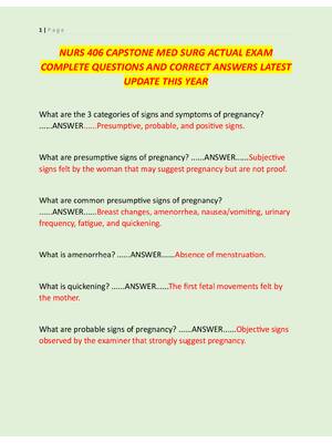 Preview image for NURS 406 CAPSTONE MED SURG ACTUAL EXAM  COMPLETE QUESTIONS AND CORRECT ANSWERS LATEST  UPDATE THIS YEAR