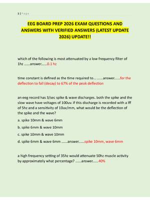 Preview image for EEG BOARD PREP 2026 EXAM QUESTIONS AND  ANSWERS WITH VERIFIED ANSWERS (LATEST UPDATE  2026) UPDATE!!