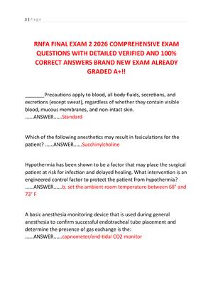 Preview image for RNFA FINAL EXAM 2 2026 COMPREHENSIVE EXAM  QUESTIONS WITH DETAILED VERIFIED AND 100%  CORRECT ANSWERS BRAND NEW EXAM ALREADY  GRADED A+!!