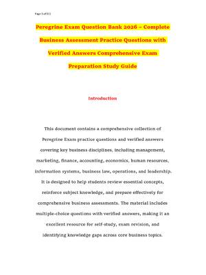 Preview of Peregrine Exam Question Bank 2026 – Complete Business Assessment Practice Questions with V