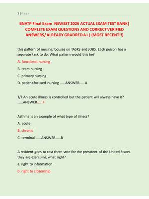 Preview of BNATP Final Exam  NEWEST 2026 ACTUAL EXAM TEST BANK|  COMPLETE EXAM QUESTIONS AND CORRECT