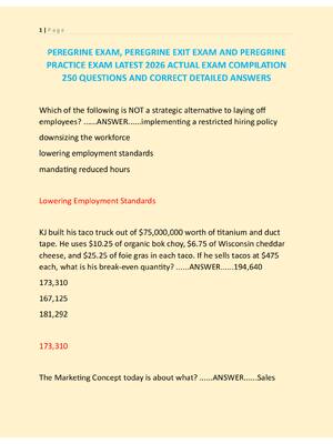 Preview of PEREGRINE EXAM, PEREGRINE EXIT EXAM AND PEREGRINE  PRACTICE EXAM LATEST 2026 ACTUAL EXAM C