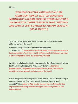 Preview of WGU D080 OBJECTIVE ASSESSMENT AND PRE  ASSESSMENT NEWEST 2026 TEST BANK| D080  MANAGING IN