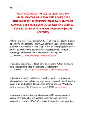 Preview of WGU D103 OBJECTIVE ASSESSMENT AND PRE  ASSESSMENT NEWEST 2026 TEST BANK| D103  INTERMEDIAT