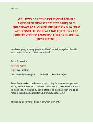 Preview of WGU D723 OBJECTIVE ASSESSMENT AND PRE  ASSESSMENT NEWEST 2026 TEST BANK| D723  QUANTITAVE
