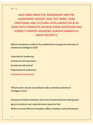 Preview of WGU D082 OBJECTIVE ASSESSMENT AND PRE  ASSESSMENT NEWEST 2026 TEST BANK| D082  EMOTIONAL A