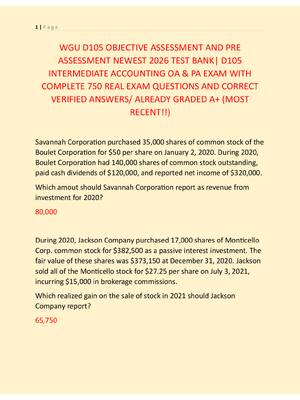 Preview of WGU D105 OBJECTIVE ASSESSMENT AND PRE  ASSESSMENT NEWEST 2026 TEST BANK| D105  INTERMEDIAT