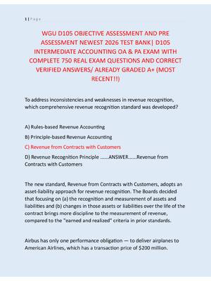 Preview of WGU D105 OBJECTIVE ASSESSMENT AND PRE  ASSESSMENT NEWEST 2026 TEST BANK| D105  INTERMEDIAT