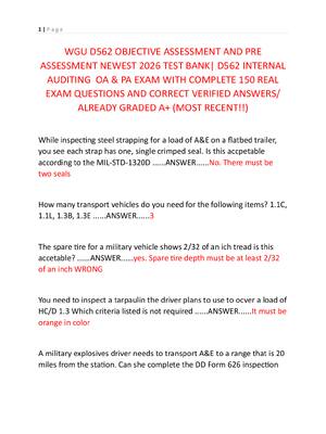 Preview of WGU D562 OBJECTIVE ASSESSMENT AND PRE  ASSESSMENT NEWEST 2026 TEST BANK| D562 INTERNAL  AU