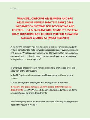 Preview of WGU D561 OBJECTIVE ASSESSMENT AND PRE  ASSESSMENT NEWEST 2026 TEST BANK| D561  INFORMATION