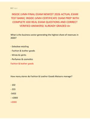 Preview of INSIDE LVMH FINAL EXAM NEWEST 2026 ACTUAL EXAM  TEST BANK| INSIDE LVMH CERTIFICATE EXAM PR