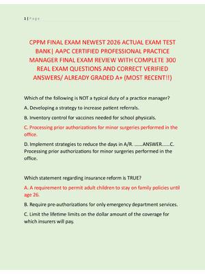 Preview of CPPM FINAL EXAM NEWEST 2026 ACTUAL EXAM TEST  BANK| AAPC CERTIFIED PROFESSIONAL PRACTICE