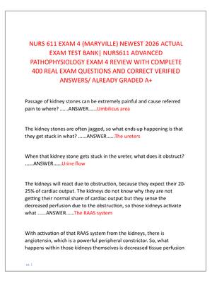 Preview of NURS 611 EXAM 4 (MARYVILLE) NEWEST 2026 ACTUAL  EXAM TEST BANK| NURS611 ADVANCED  PATHOPHY