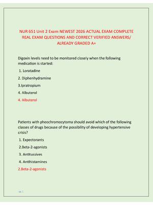 Preview image for NUR 651 Unit 2 Exam NEWEST 2026 ACTUAL EXAM COMPLETE  REAL EXAM QUESTIONS AND CORRECT VERIFIED ANSWERS/  ALREADY GRADED A+