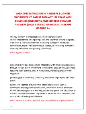 Preview image for WGU D080 MANAGING IN A GLOBAL BUSINESS  ENVIRONMENT  LATEST 2026 ACTUAL EXAM WITH  COMPLETE QUESTIONS AND CORRECT DETAILED  ANSWERS (100% VERIFIED ANSWERS) |ALREADY  GRADED A+