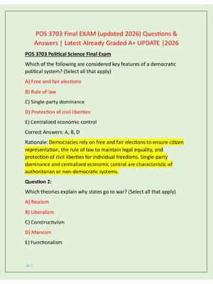 Preview image for POS 3703 Final EXAM (updated 2026) Questions &  Answers | Latest Already Graded A+ UPDATE |2026