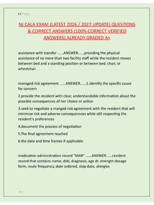 Preview image for NJ CALA EXAM (LATEST 2026 / 2027 UPDATE) QUESTIONS  & CORRECT ANSWERS (100% CORRECT VERIFIED  ANSWERS) ALREADY GRADED A+