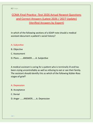 Preview image for CCMA Final Practice -Test 2026 Actual Newest Questions  and Correct Answers (Latest 2026 / 2027 Update)  (Verified Answers by Expert)
