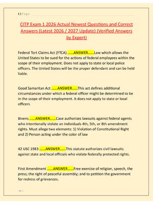 Preview image for CITP Exam 1 2026 Actual Newest Questions and Correct  Answers (Latest 2026 / 2027 Update) (Verified Answers  by Expert)