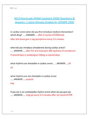 Preview image for ACLS Heartcode EXAM (updated 2026) Questions &  Answers | Latest Already Graded A+ UPDATE 2026