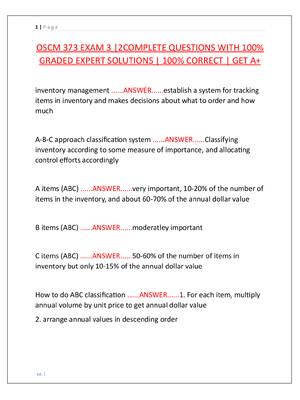 Preview image for OSCM 373 EXAM 3 |2COMPLETE QUESTIONS WITH 100%  GRADED EXPERT SOLUTIONS | 100% CORRECT | GET A+