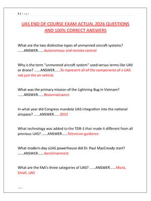 Preview image for UAS END OF COURSE EXAM ACTUAL 2026 QUESTIONS  AND 100% CORRECT ANSWERS