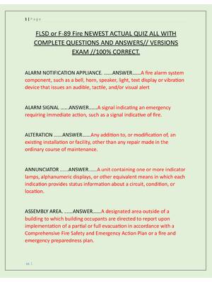 Preview of FLSD or F-89 Fire NEWEST ACTUAL QUIZ ALL WITH  COMPLETE QUESTIONS AND ANSWERS// VERSIONS