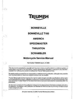Preview of Triumph America Bonneville T100 Speedmaster Thruxton Scrambler 2006 Service Manual