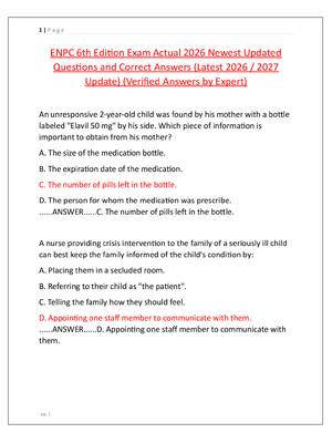 Preview image for ENPC 6th Edition Exam Actual 2026 Newest Updated  Questions and Correct Answers (Latest 2026 / 2027  Update) (Verified Answers by Expert)