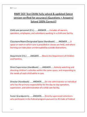 Preview of RNRF DCF Test EXAM fully solved &amp; updated (latest  version verified for accuracy) (Questions + Answers)  Solved 100% Correct!!
