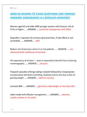 Preview image for ABIM IM BOARDS ITE EXAM QUESTIONS AND VERIFIED  ANSWERS 2026(GRADED A+) DETAILED ANSWERS!!