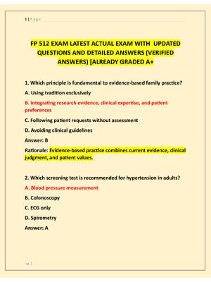 Preview of FP 512 EXAM LATEST ACTUAL EXAM WITH  UPDATED  QUESTIONS AND DETAILED ANSWERS (VERIFIED  AN