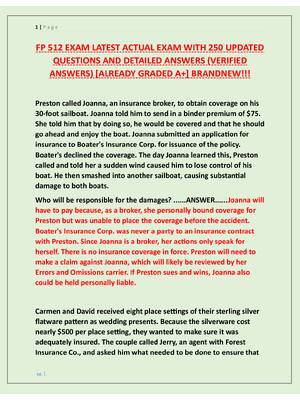 Preview of FP 512 EXAM LATEST ACTUAL EXAM WITH 250 UPDATED  QUESTIONS AND DETAILED ANSWERS (VERIFIED
