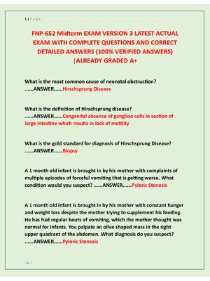 Preview of FNP-652 Midterm EXAM VERSION 3 LATEST ACTUAL  EXAM WITH COMPLETE QUESTIONS AND CORRECT  DE