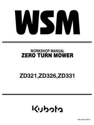 Preview of Kubota ZD321 ZD326 ZD331 Zero Turn Mower Service Repair Workshop Manual