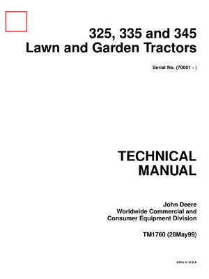 Preview of John Deere 325, 335 & 345 Lawn & Garden Technical Manual TM-1760