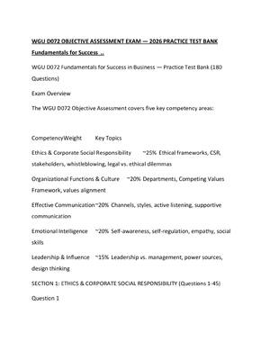 Preview of WGU D072 OBJECTIVE ASSESSMENT EXAM — 2026 PRACTICE TEST BANK Fundamentals for Success  ..