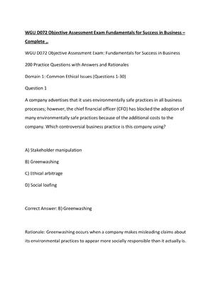 Preview image for WGU D072 Objective Assessment Exam Fundamentals for Success in Business