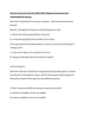 Preview image for Western Governors University (WGU) D072 Objective Assessment Exam Fundamentals for Success .