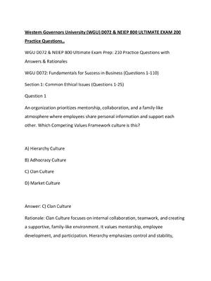 Preview of Western Governors University (WGU) D072 & NEIEP 800 ULTIMATE EXAM 200 Practice Questions,.