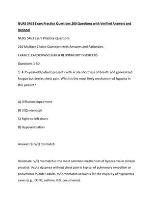 Preview image for NURS 5463 Exam Practice Questions 200 Questions with Verified Answers and Rational