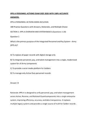 Preview of IPPS-A PERSONNEL ACTIONS EXAM 2025 2026 WITH 100% ACCURATE ANSWERS.