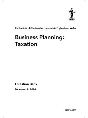 Preview of Online Business Planning Taxation ACA Professional Lvl ICAEW Question Bank 2024