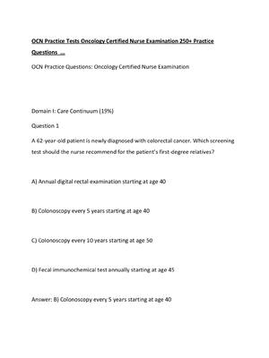 Preview image for OCN Practice Tests Oncology Certified Nurse Examination 250+ Practice Questions  ...