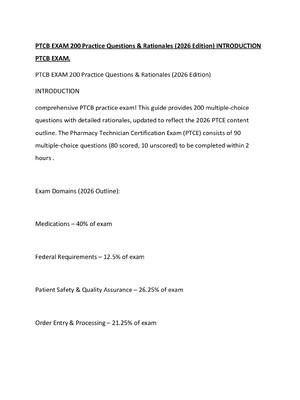Preview of PTCB EXAM 200 Practice Questions & Rationales (2026 Edition) INTRODUCTION PTCB EXAM.