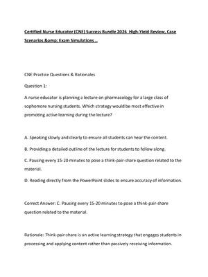 Preview of Certified Nurse Educator (CNE) Success Bundle 2026  High-Yield Review, Case Scenarios &amp