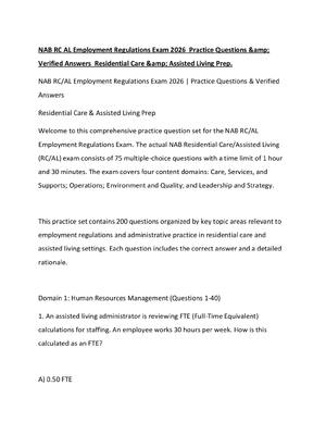 Preview of NAB RC AL Employment Regulations Exam 2026  Practice Questions