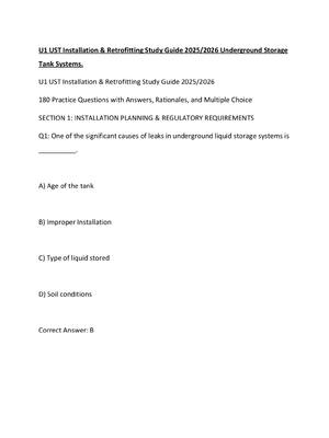 Preview of U1 UST Installation & Retrofitting Study Guide 2025 2026 Underground Storage Tank Systems.