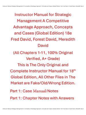 Preview of Solutions Manual Strategic Management A Competitive Advantage Approach, Concepts and Cases