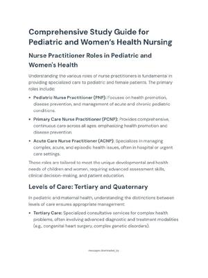Preview of Comprehensive Study Guide for Pediatric and Women's Health Nursing 2026